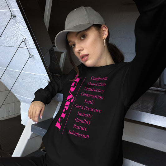Prayer crew neck Sweatshirt - Pink Print