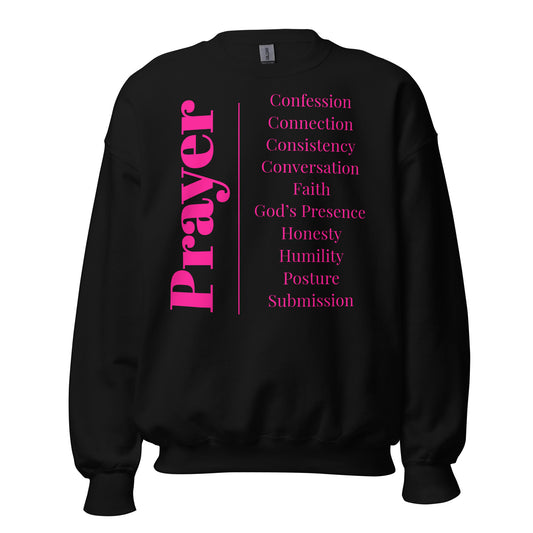 Prayer Unisex Crew Neck Sweatshirt – Pink Print | Christian Apparel | GodWare