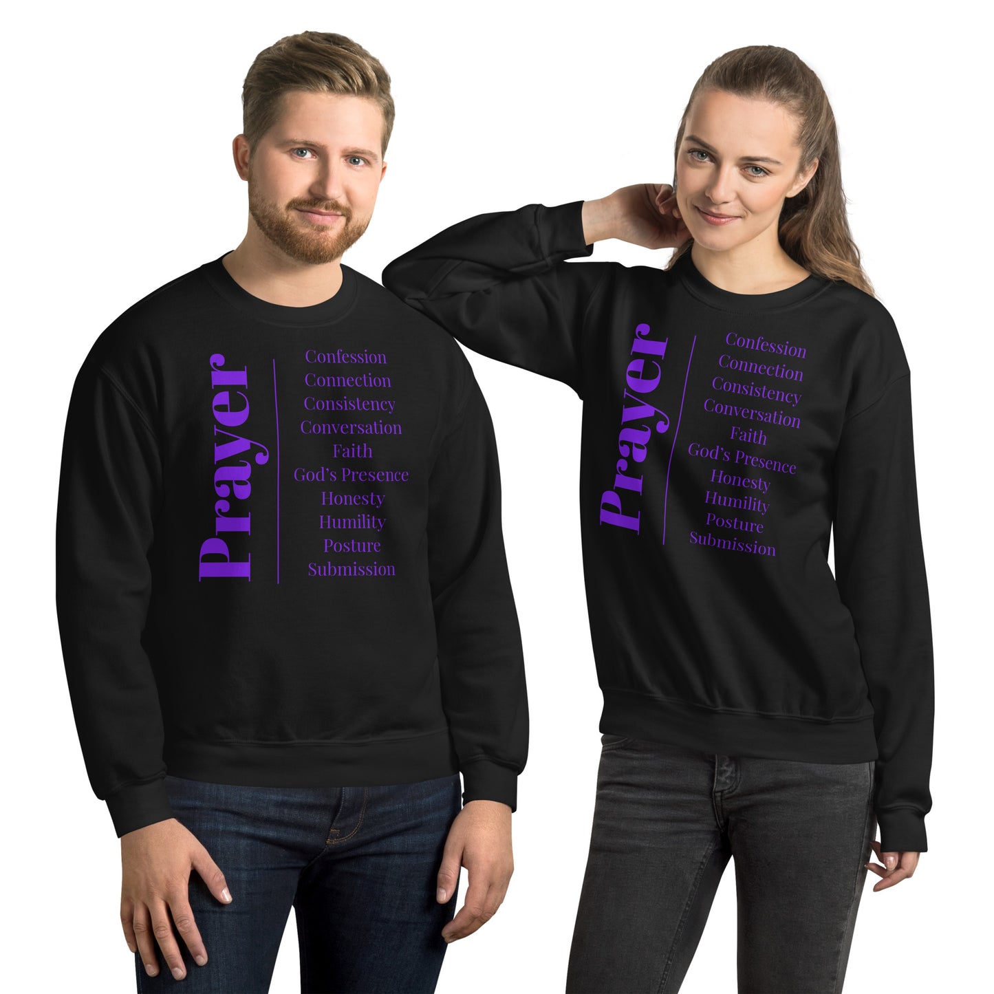 Prayer crew neck Sweatshirt - Purple print