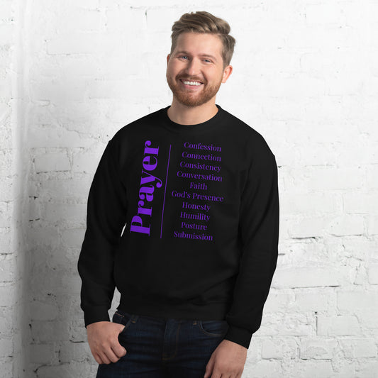 Prayer crew neck Sweatshirt - Purple print