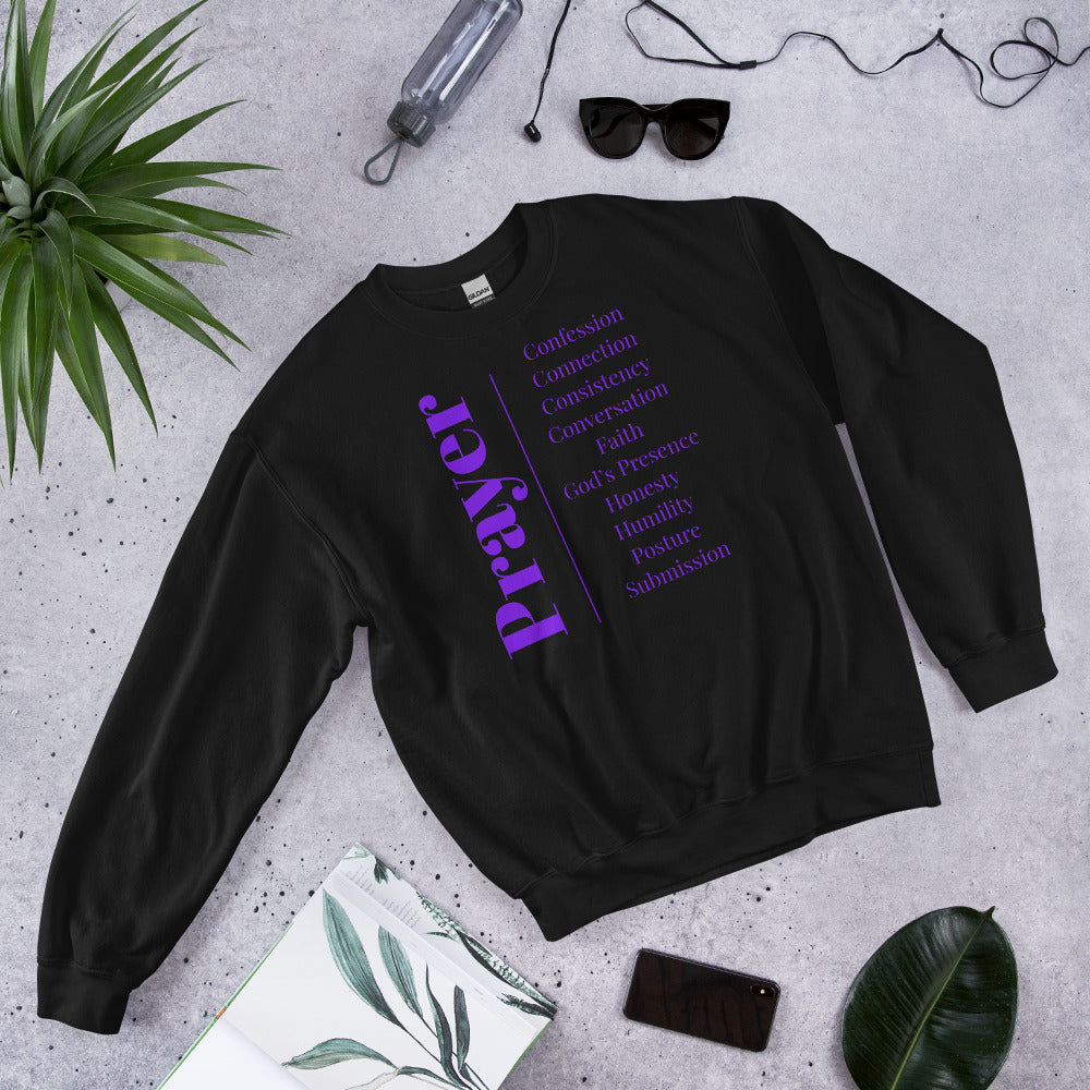 Prayer crew neck Sweatshirt - Purple print
