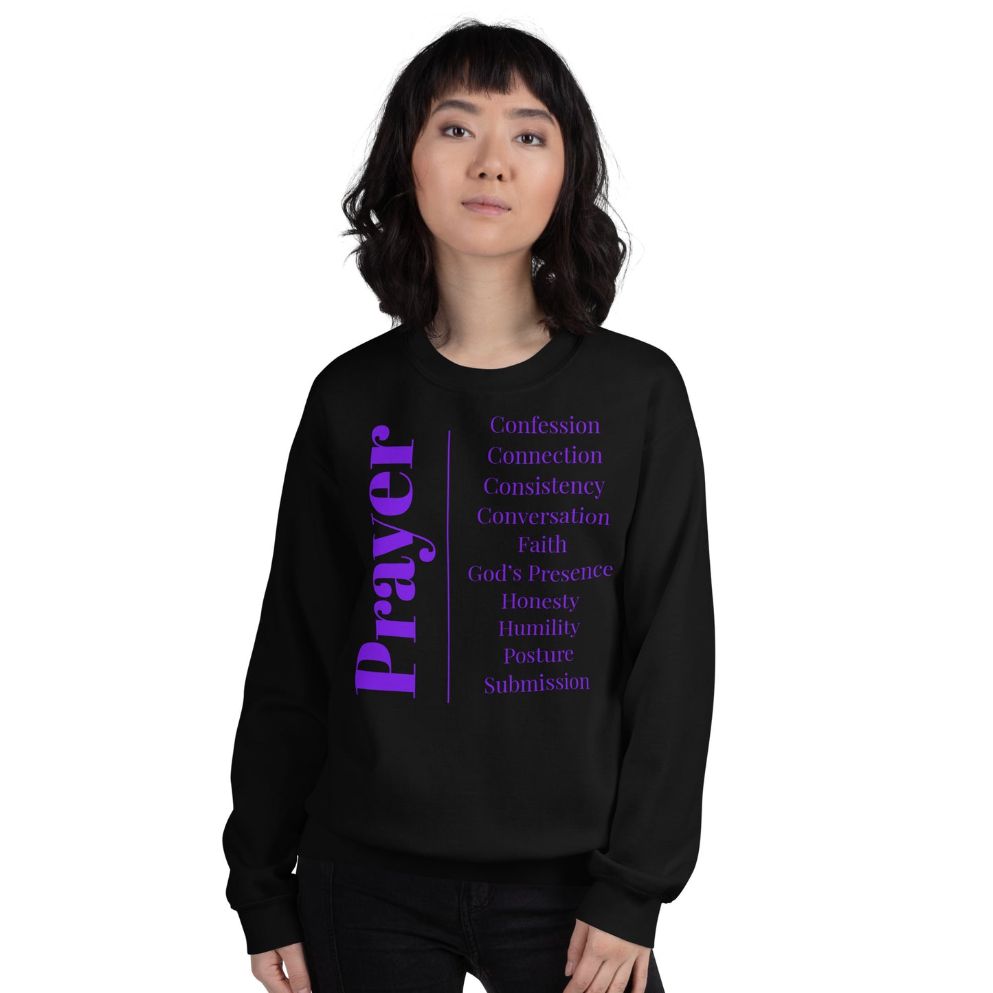 Prayer crew neck Sweatshirt - Purple print