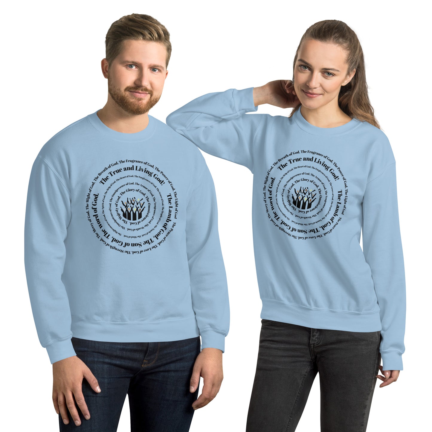 Attributes of God Crew Neck Sweatshirt - Black Spiral