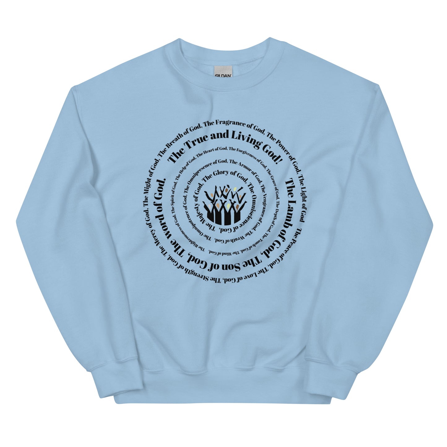Attributes of God Crew Neck Sweatshirt - Black Spiral