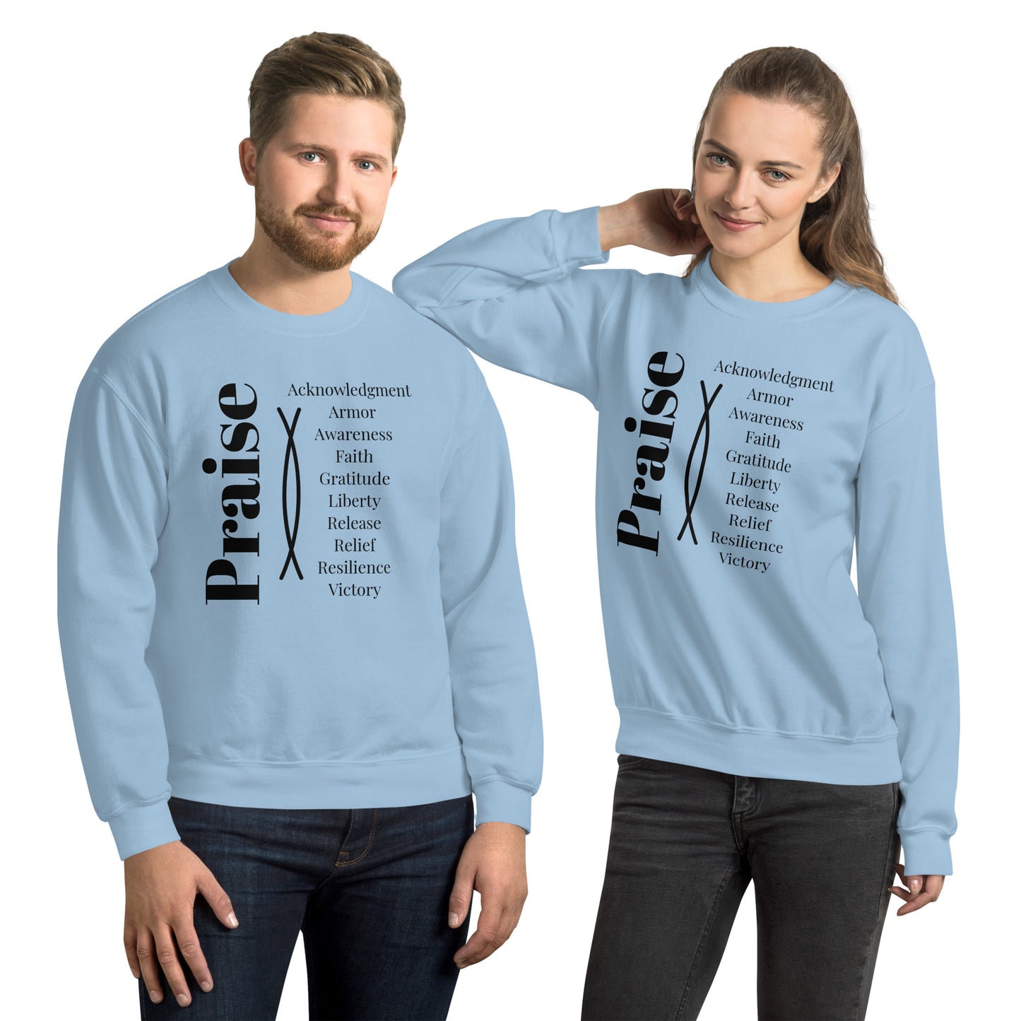 Praise crew neck Sweatshirt - Black Print