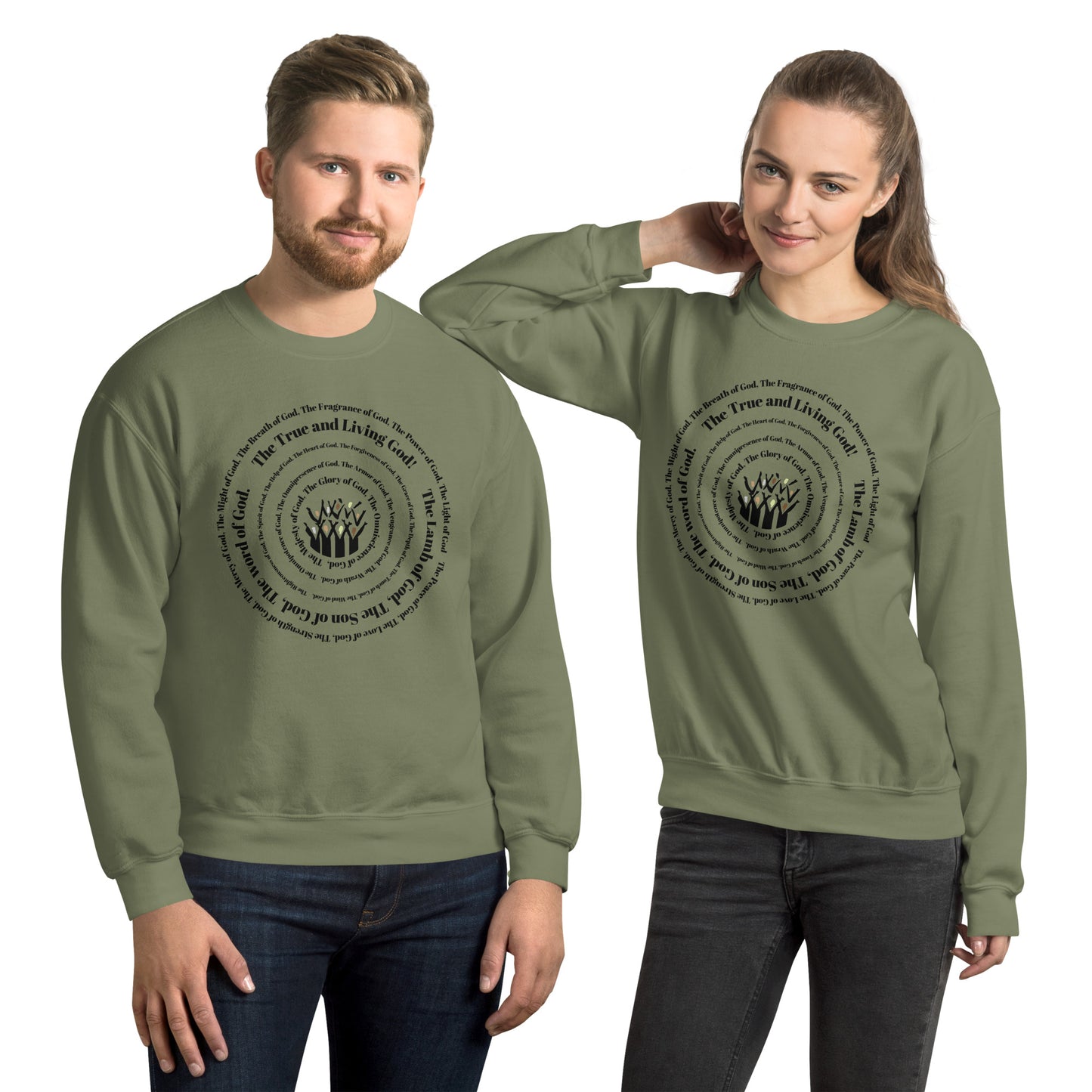 Attributes of God Crew Neck Sweatshirt - Black Spiral