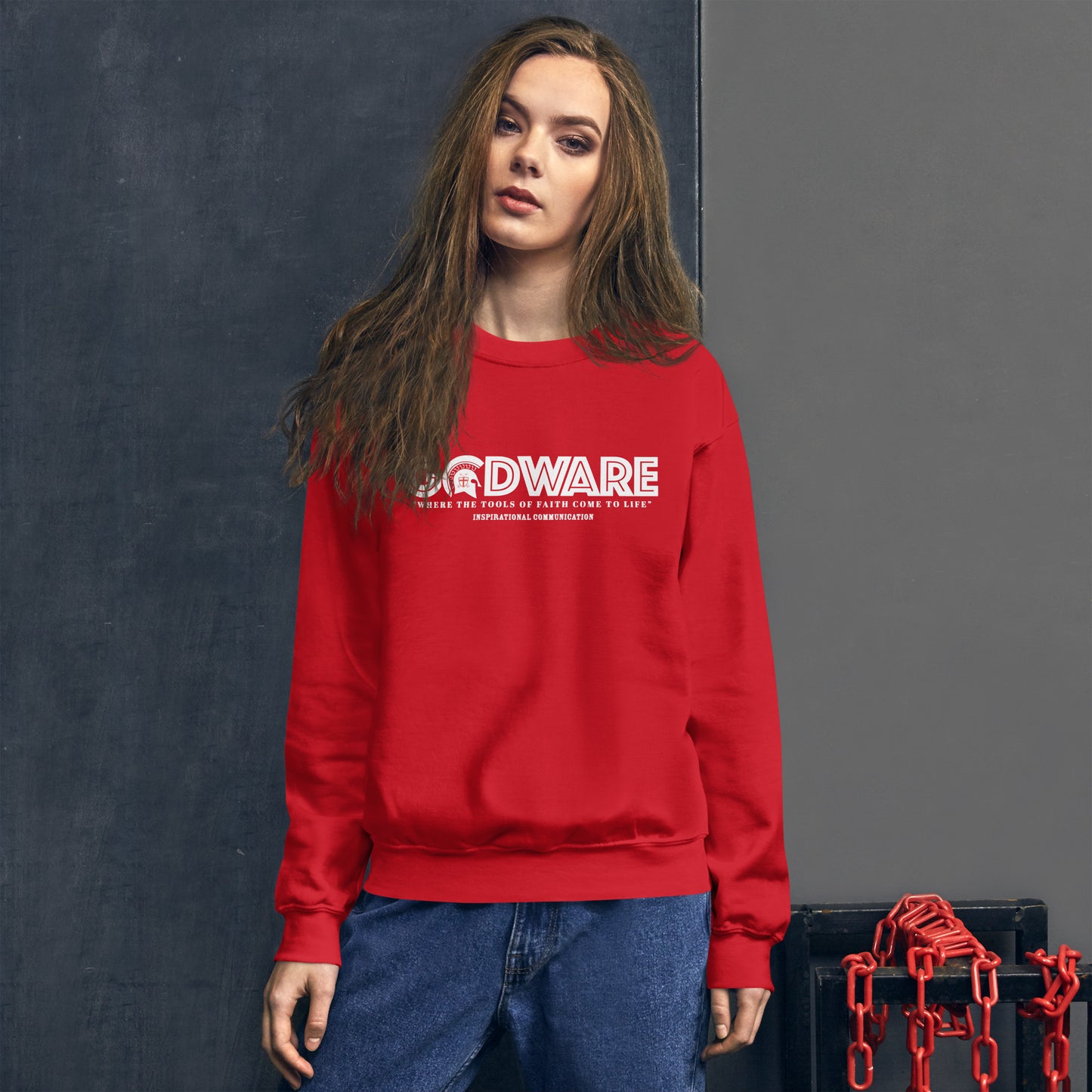 Godware Crew Neck Sweatshirt - White print logo