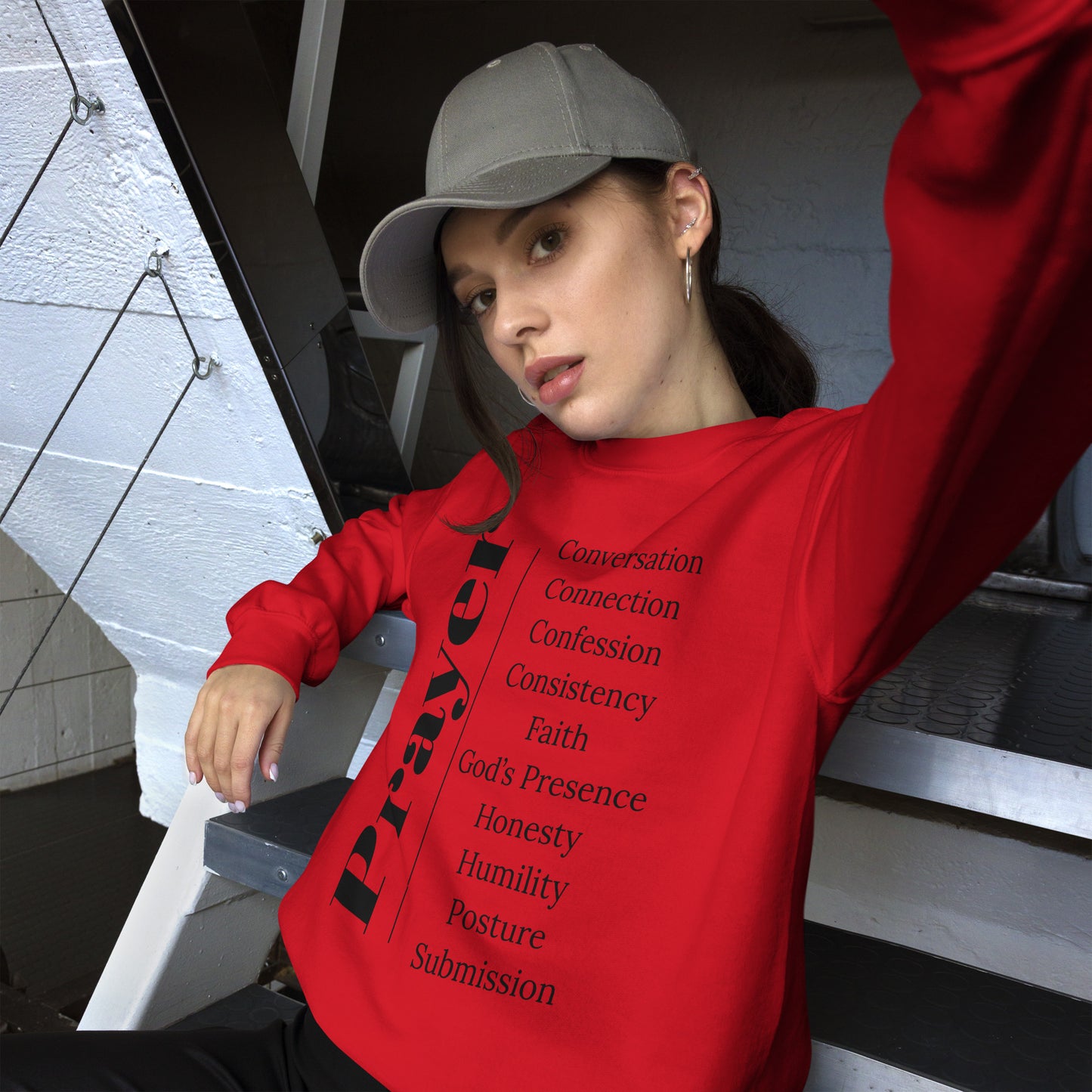 Prayer crew neck Sweatshirt - Black Print
