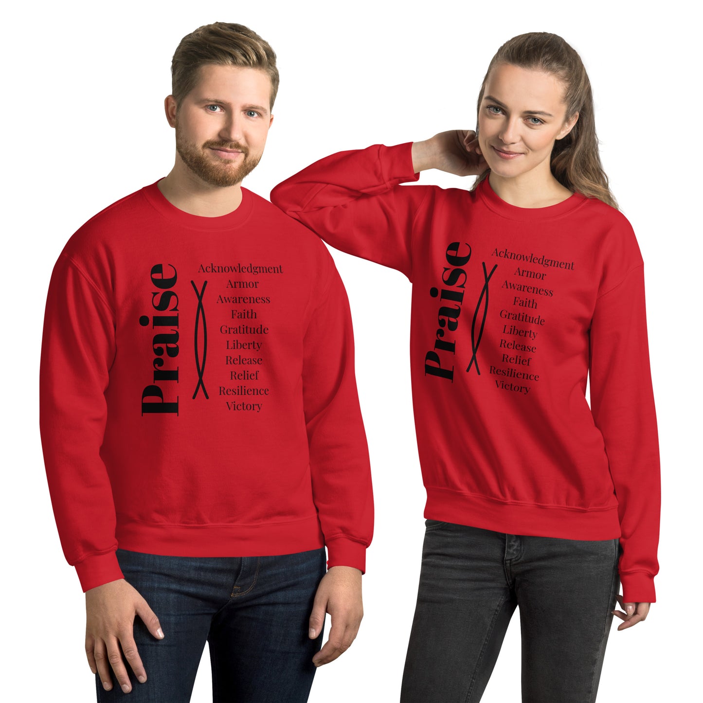 Praise crew neck Sweatshirt - Black Print