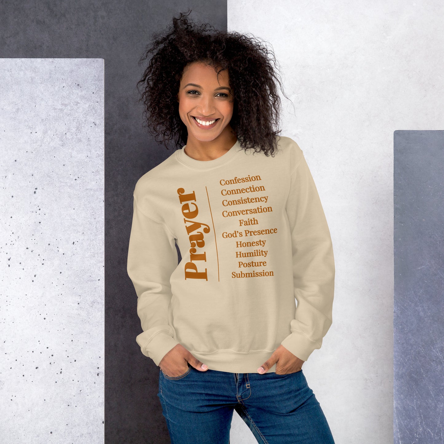 Prayer crew neck Sweatshirt - Wheat print