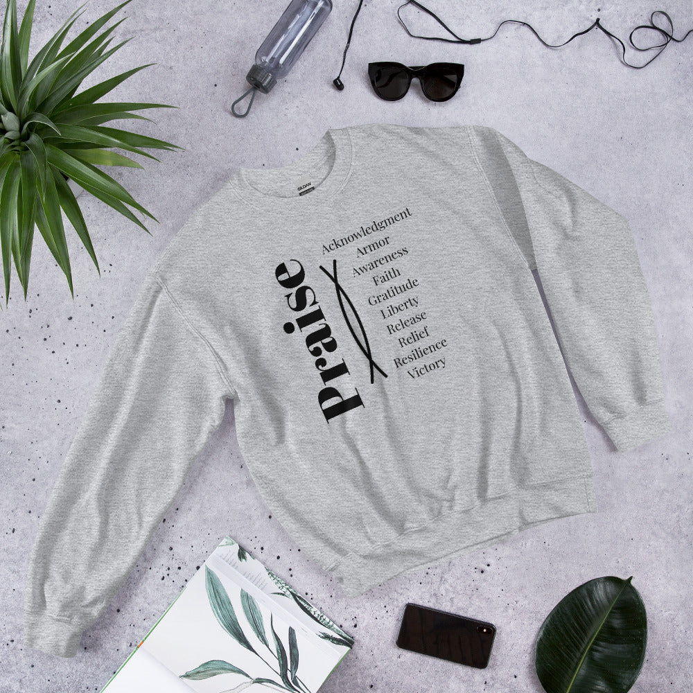 Praise crew neck Sweatshirt - Black Print