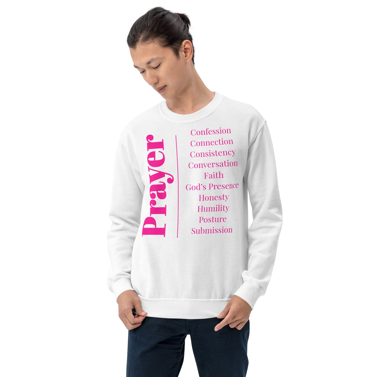 Prayer crew neck Sweatshirt - Pink Print