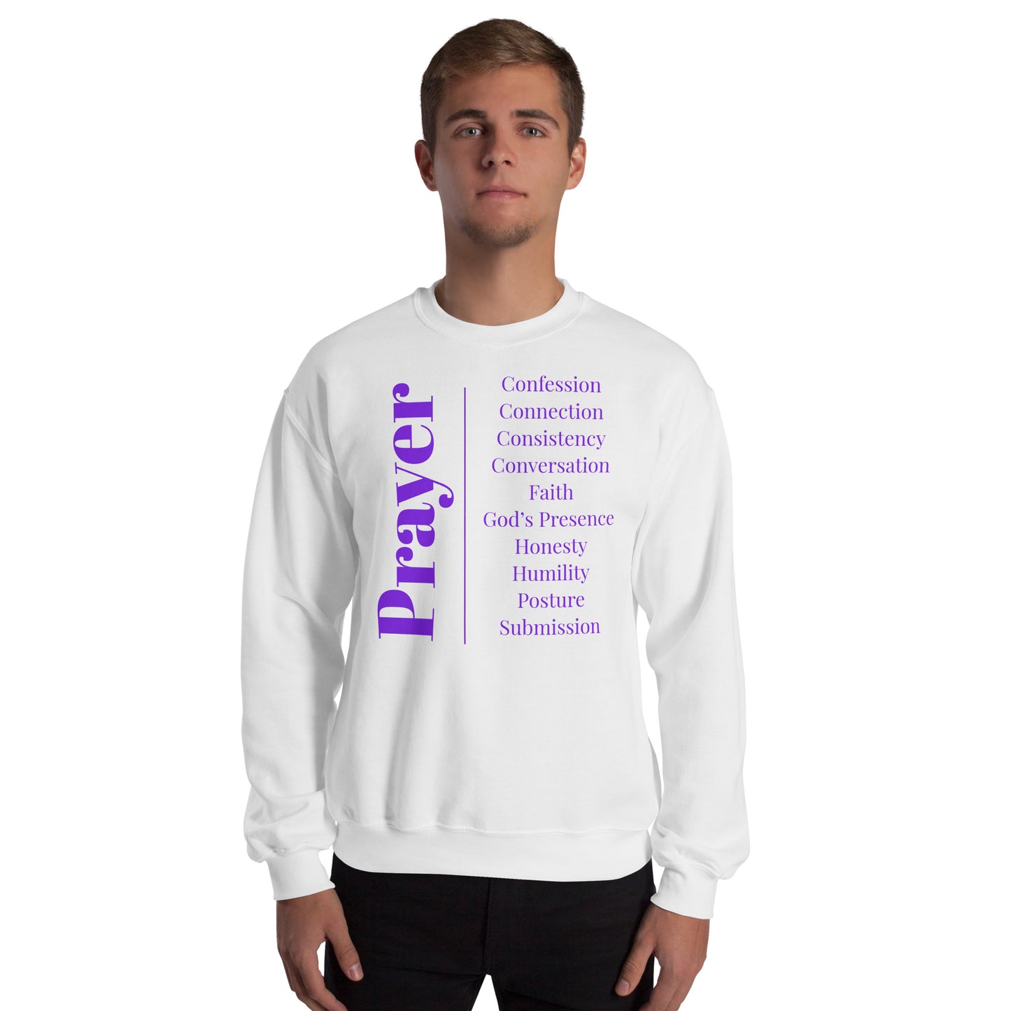 Prayer crew neck Sweatshirt - Purple print
