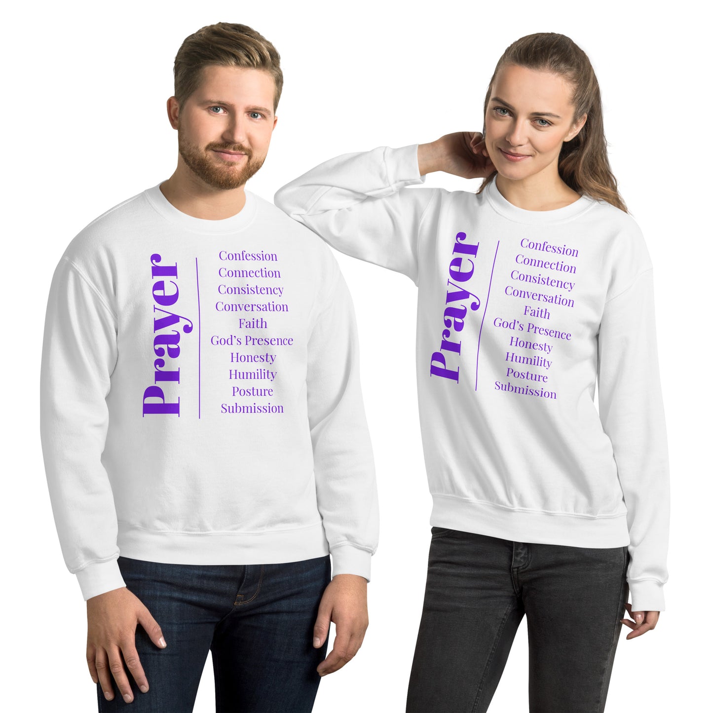 Prayer crew neck Sweatshirt - Purple print
