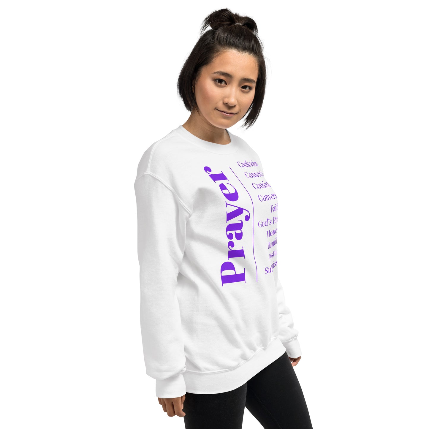Prayer crew neck Sweatshirt - Purple print