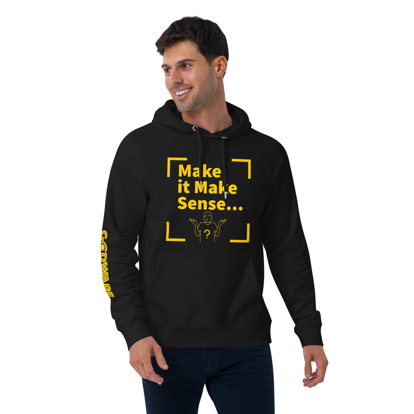 Make Sense organic cotton hoodie-Yellow print