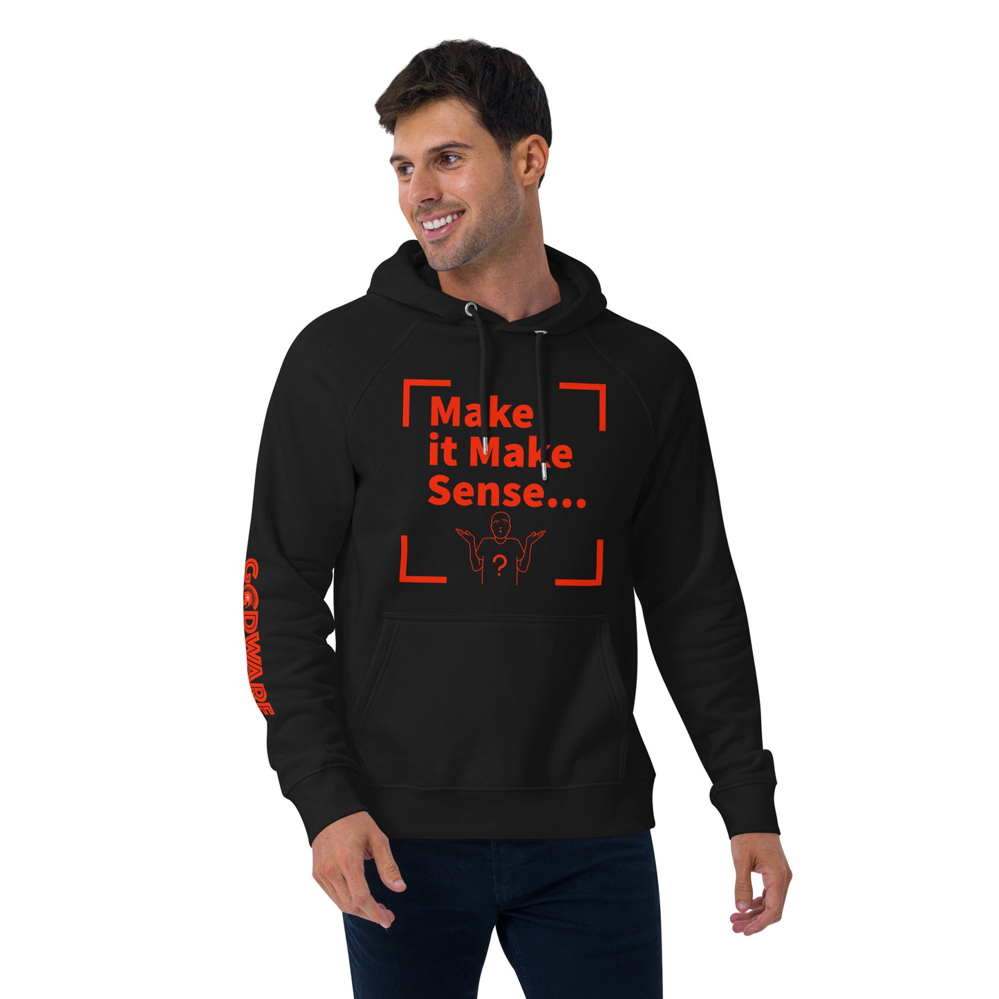 Make Sense organic cotton hoodie-red print