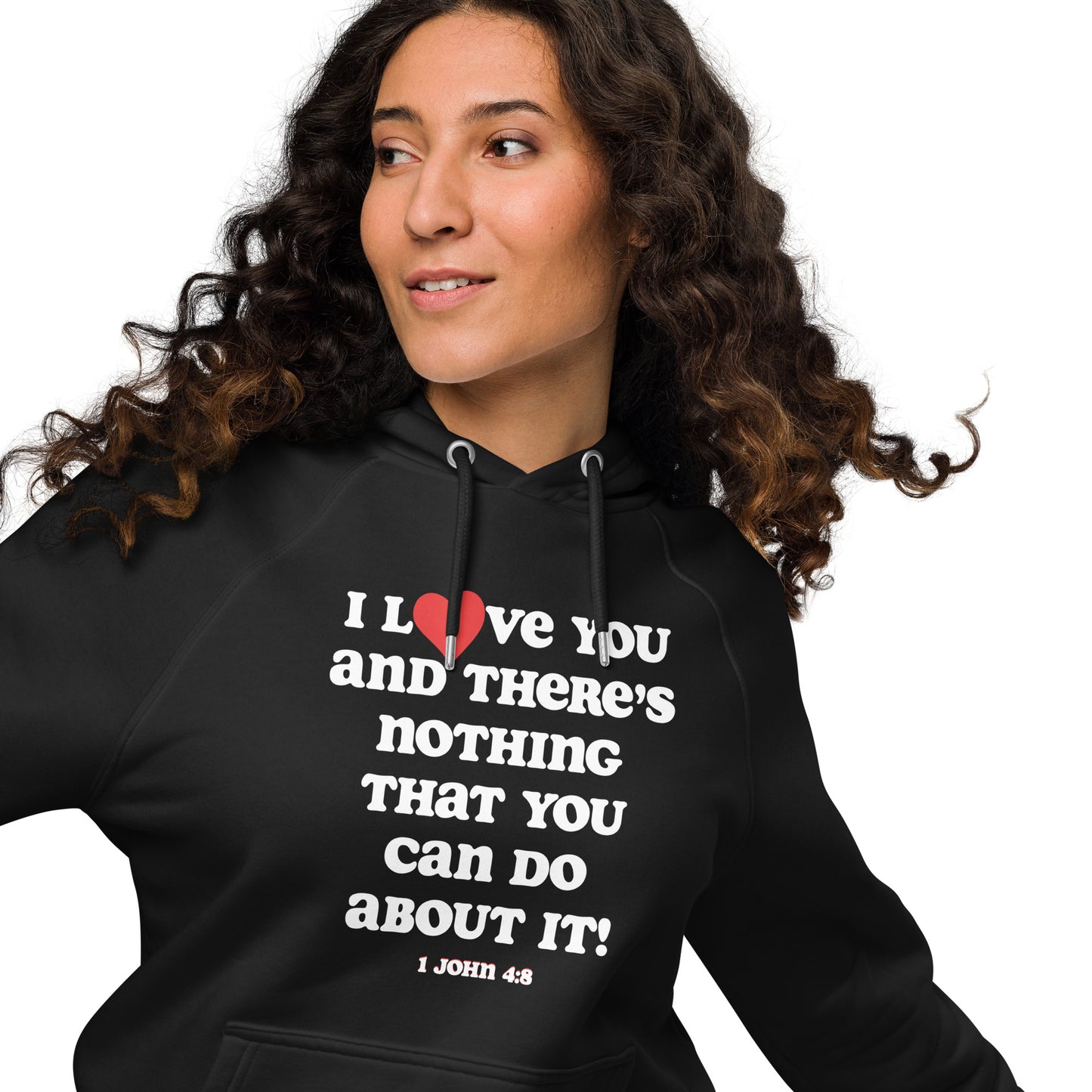 I Love you organic cotton hoodie-white print