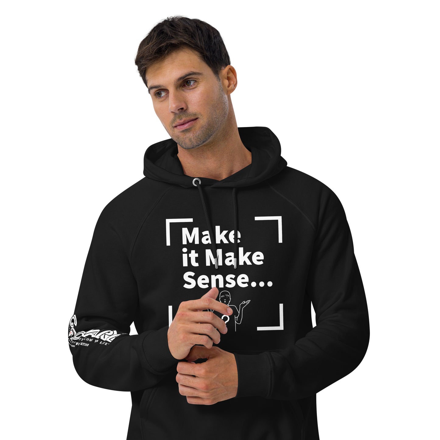 Make Sense organic cotton hoodie-white print