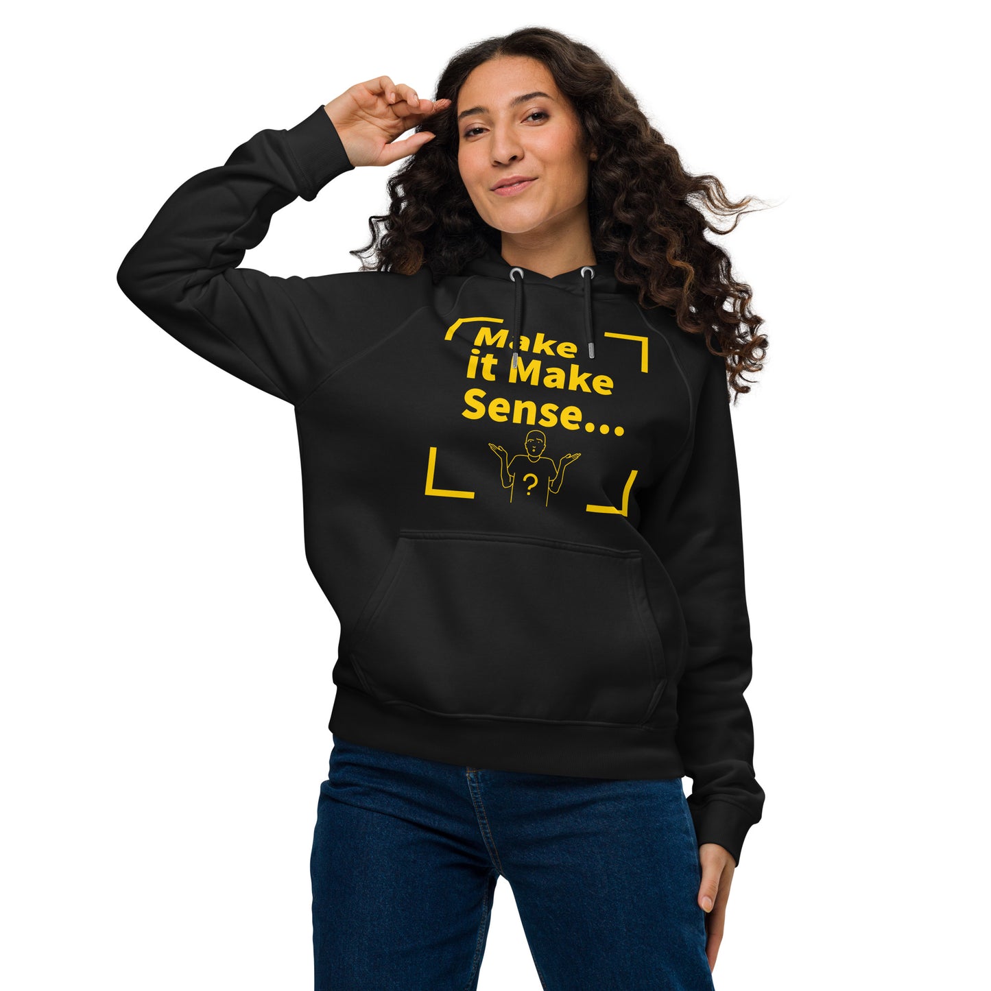 Make Sense organic cotton hoodie-Yellow print