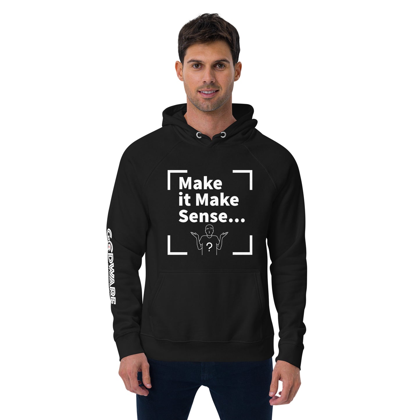 Make Sense organic cotton hoodie-white print