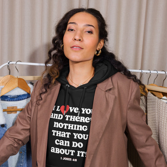 I Love you organic cotton hoodie-white print