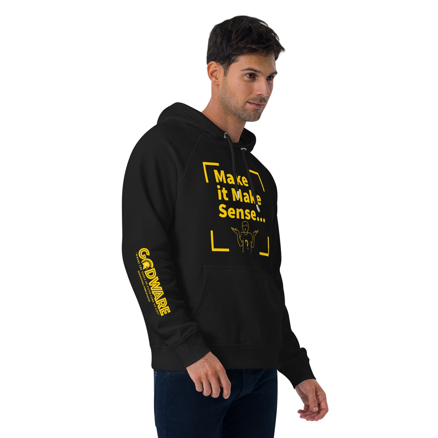 Make Sense organic cotton hoodie-Yellow print