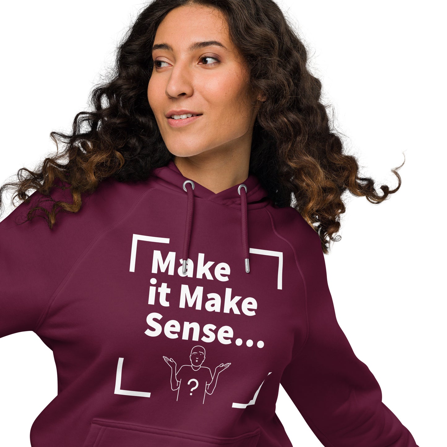 Make Sense organic cotton hoodie-white print