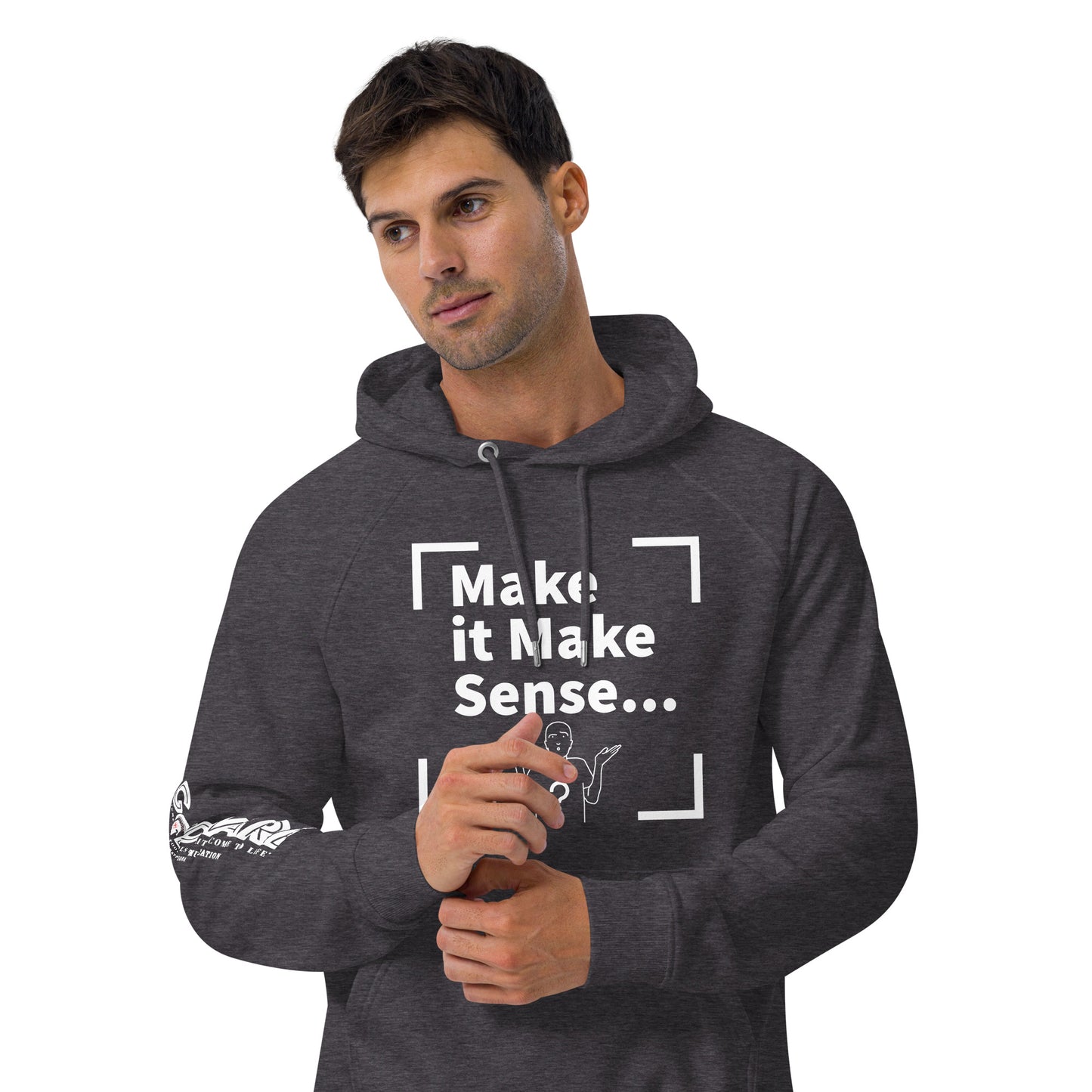 Make Sense organic cotton hoodie-white print