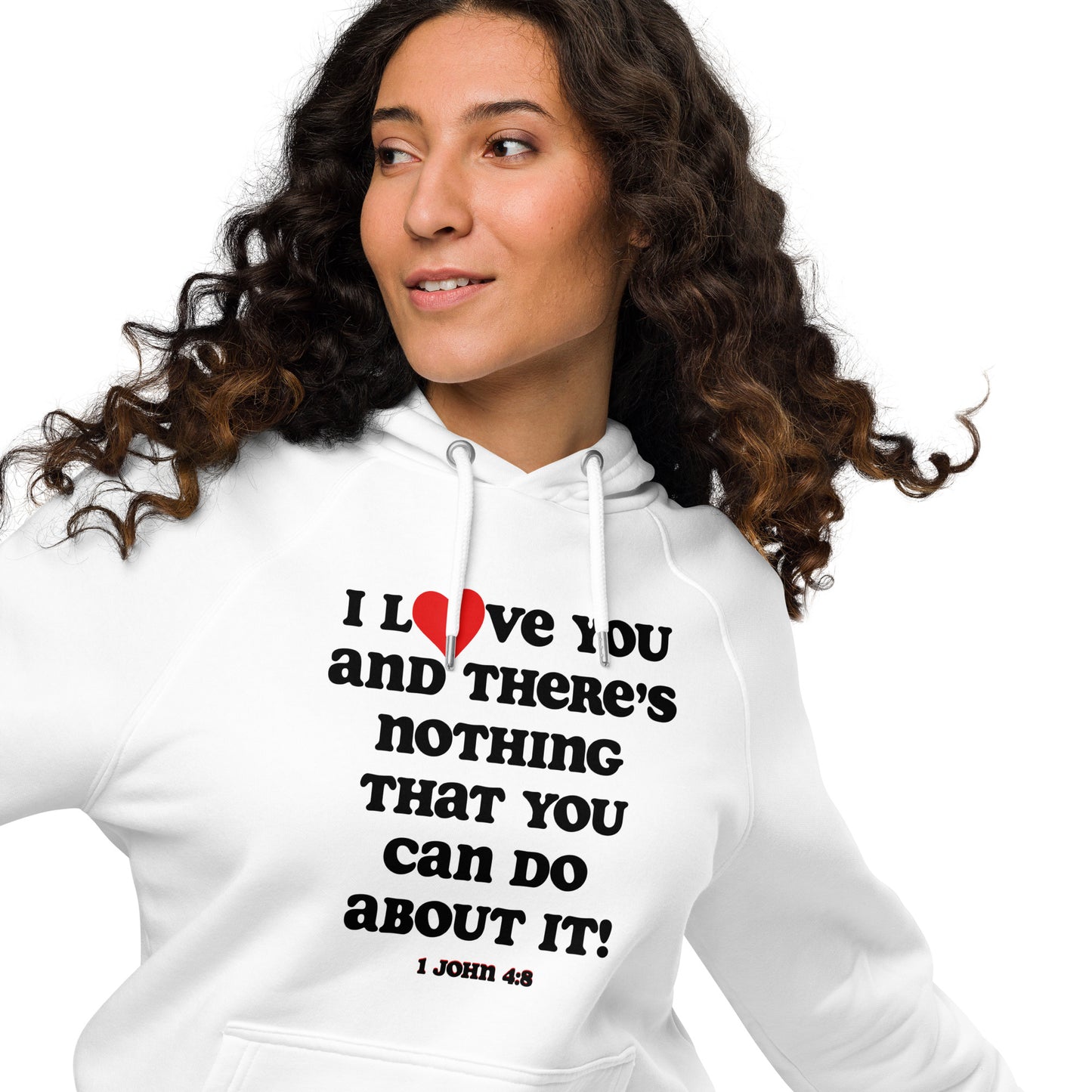 I Love you organic cotton hoodie-black print