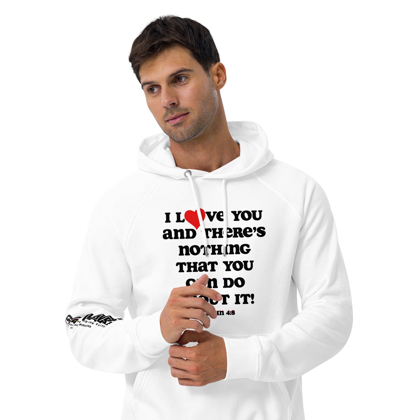 I Love you organic cotton hoodie-black print