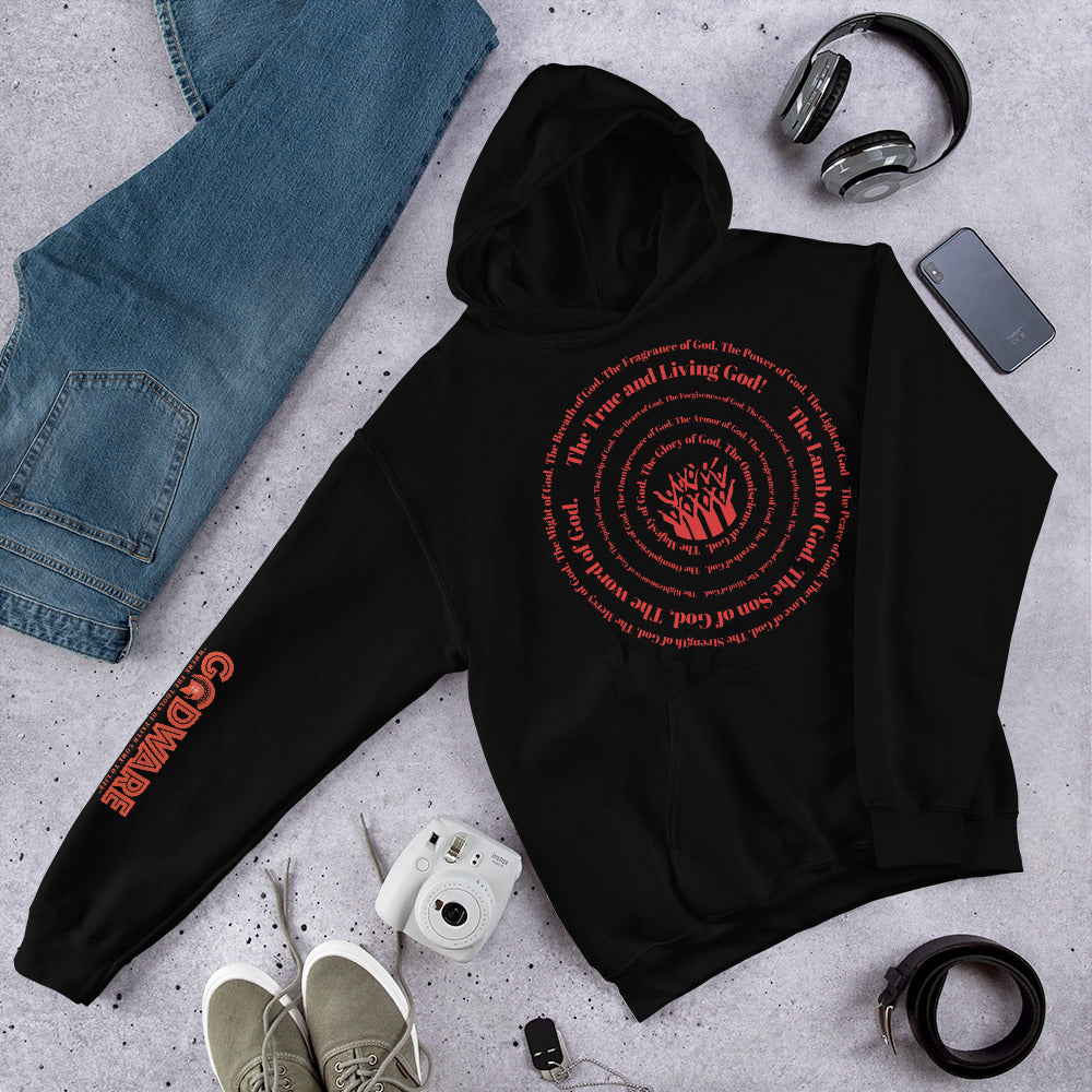 Attributes of God Unisex Hoodie - Red Print