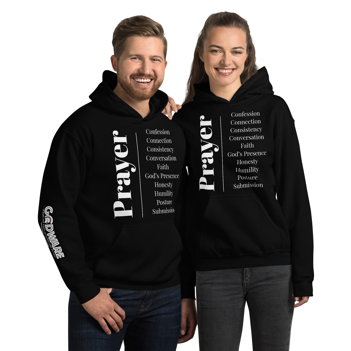 Prayer cotton hoodie - White Print