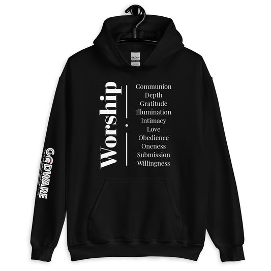 Worship cotton hoodie - White Print