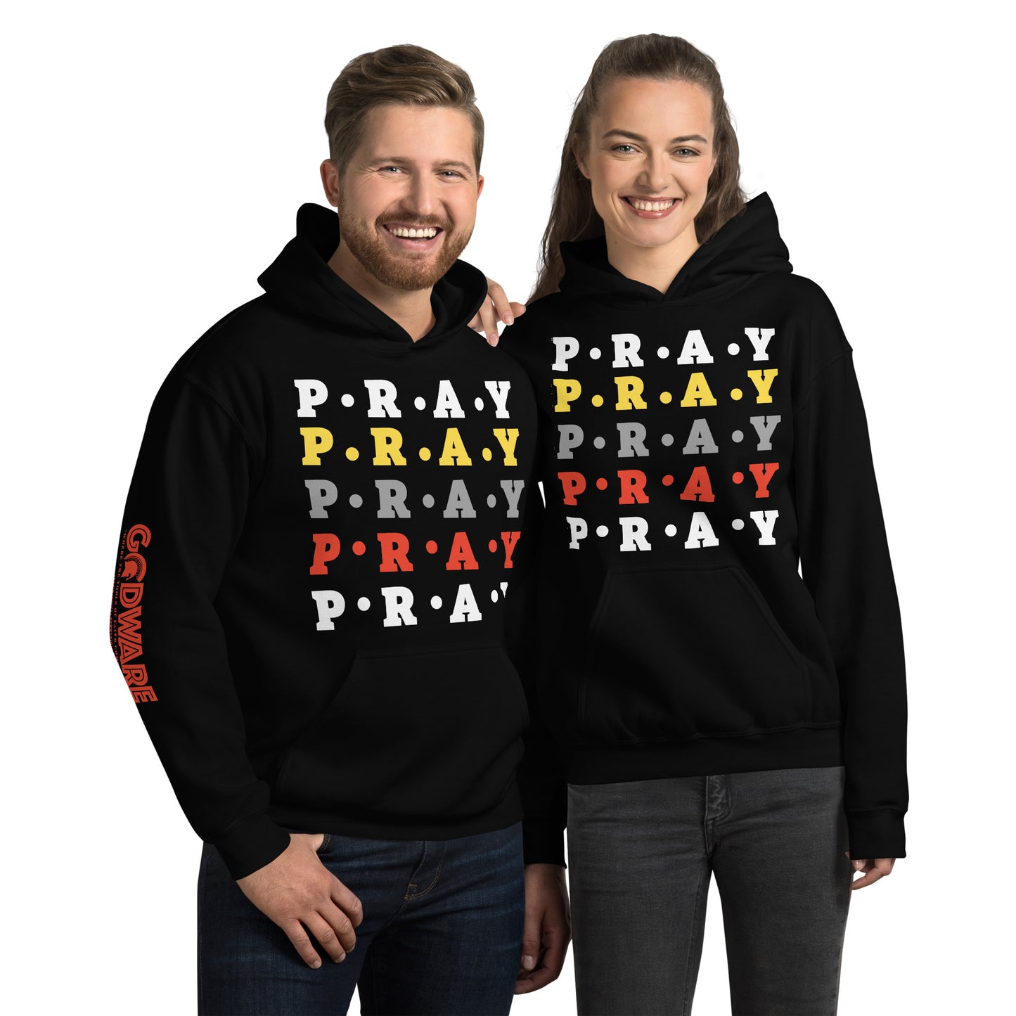 Pray Unisex Hoodie - Red, yellow multi