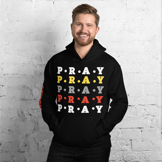 Pray Unisex Hoodie - Red, yellow multi