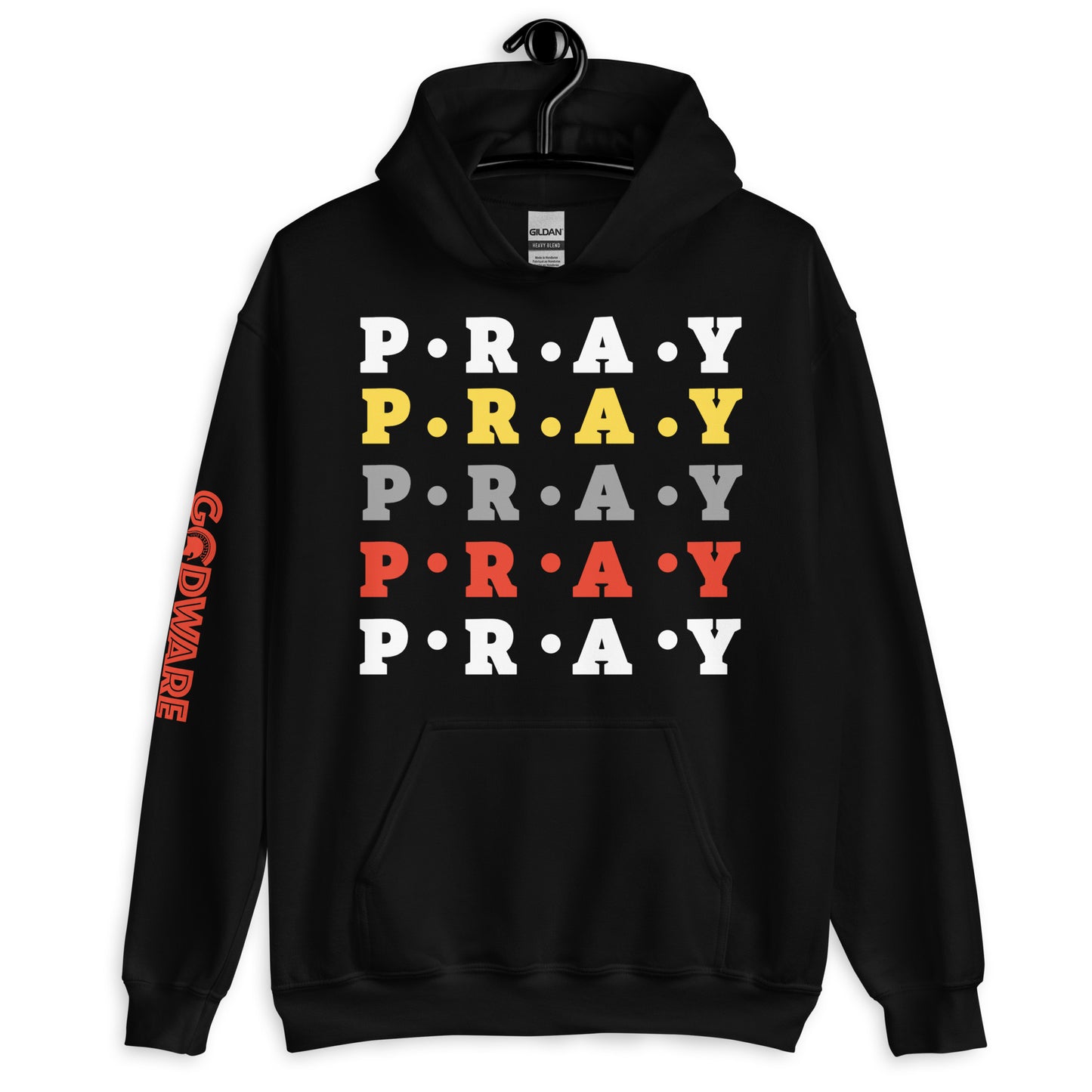 Pray Unisex Hoodie - Red, yellow multi