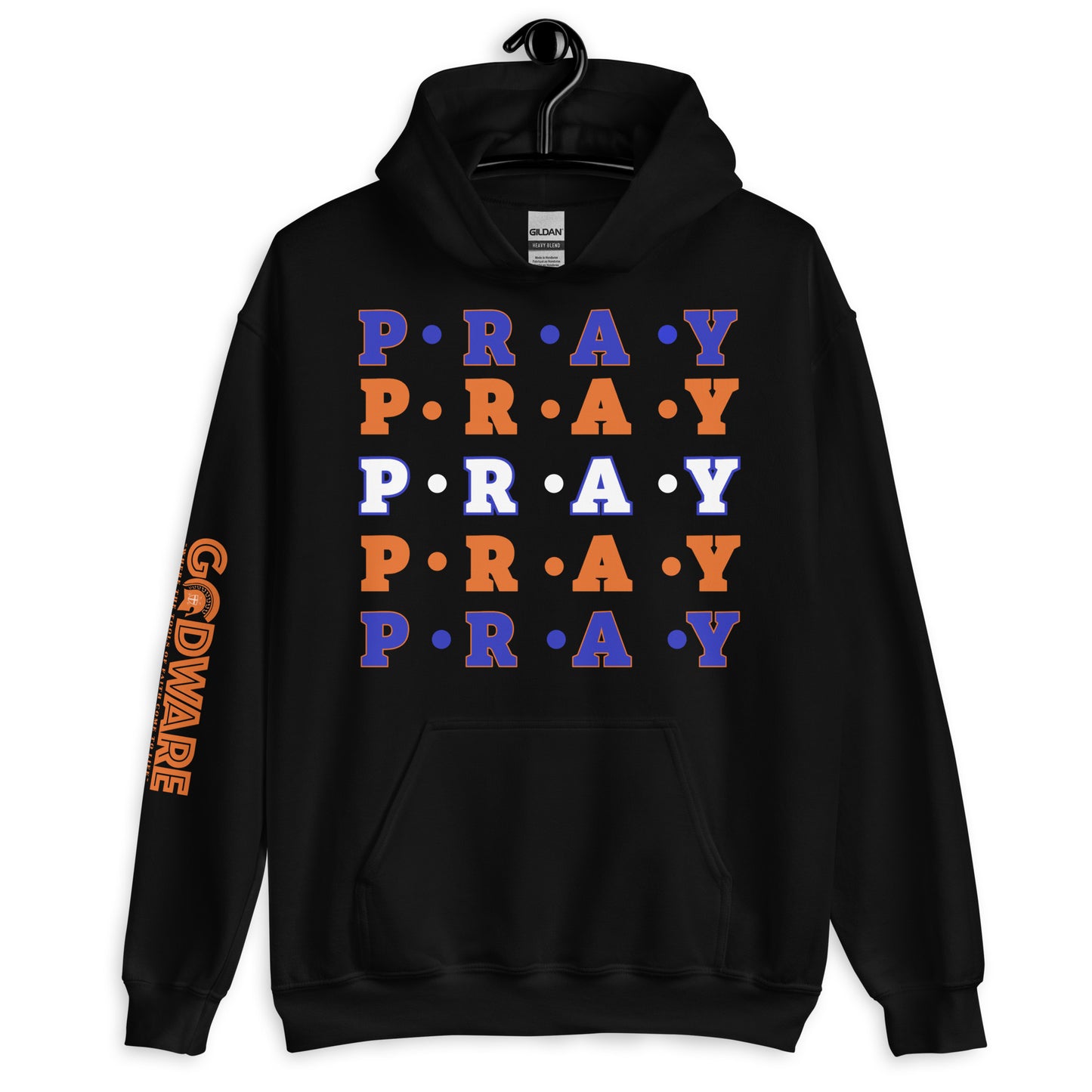 Pray Unisex Hoodie - Multi Blue, orange, white
