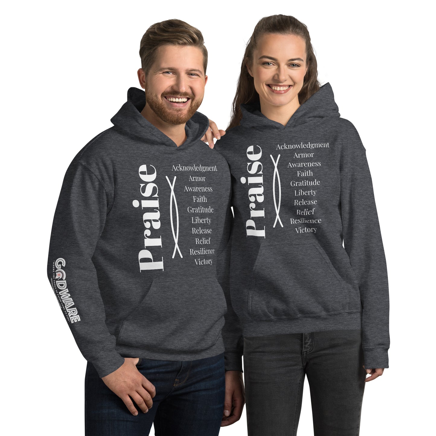 Praise Cotton Hoodie - White Print