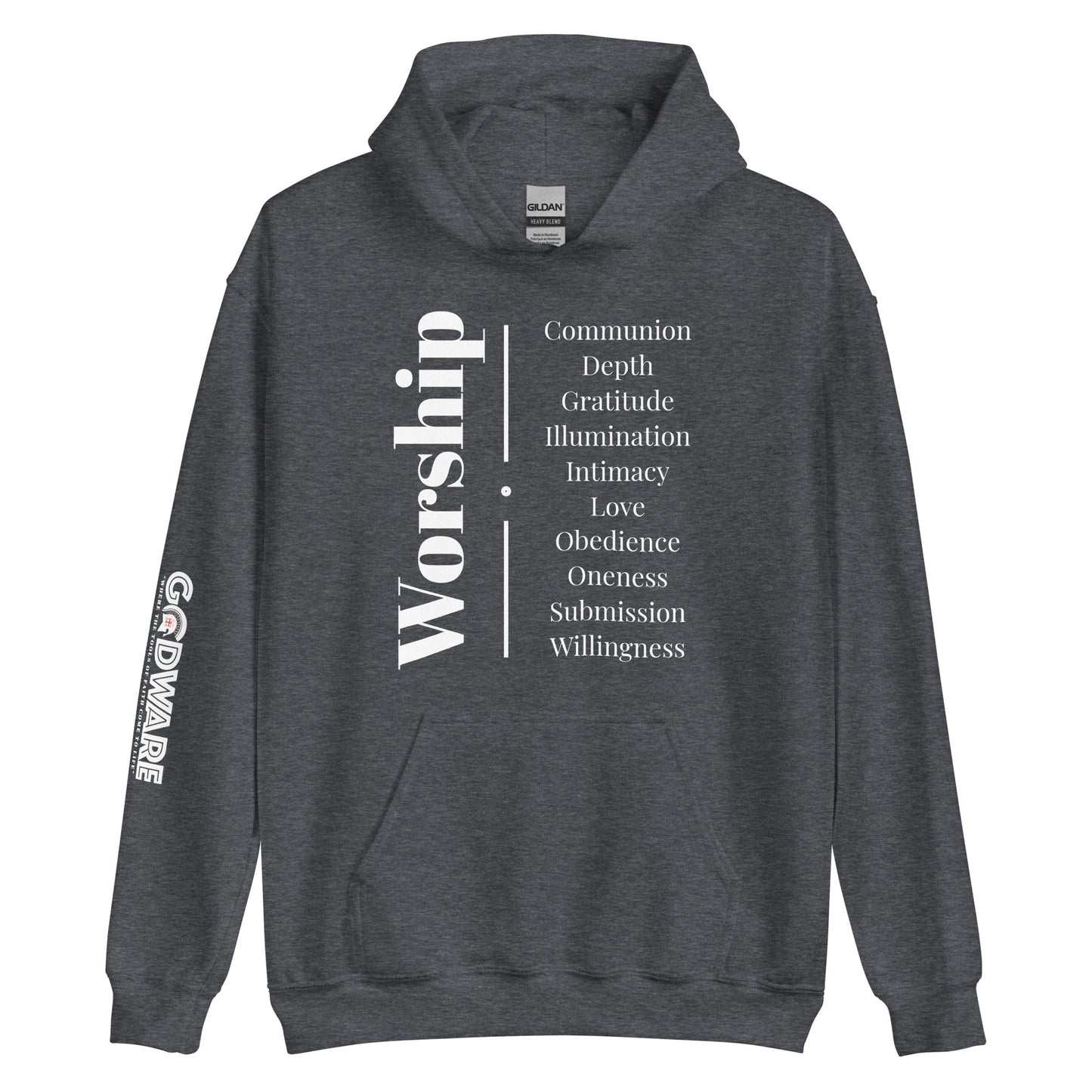 Worship cotton hoodie - White Print