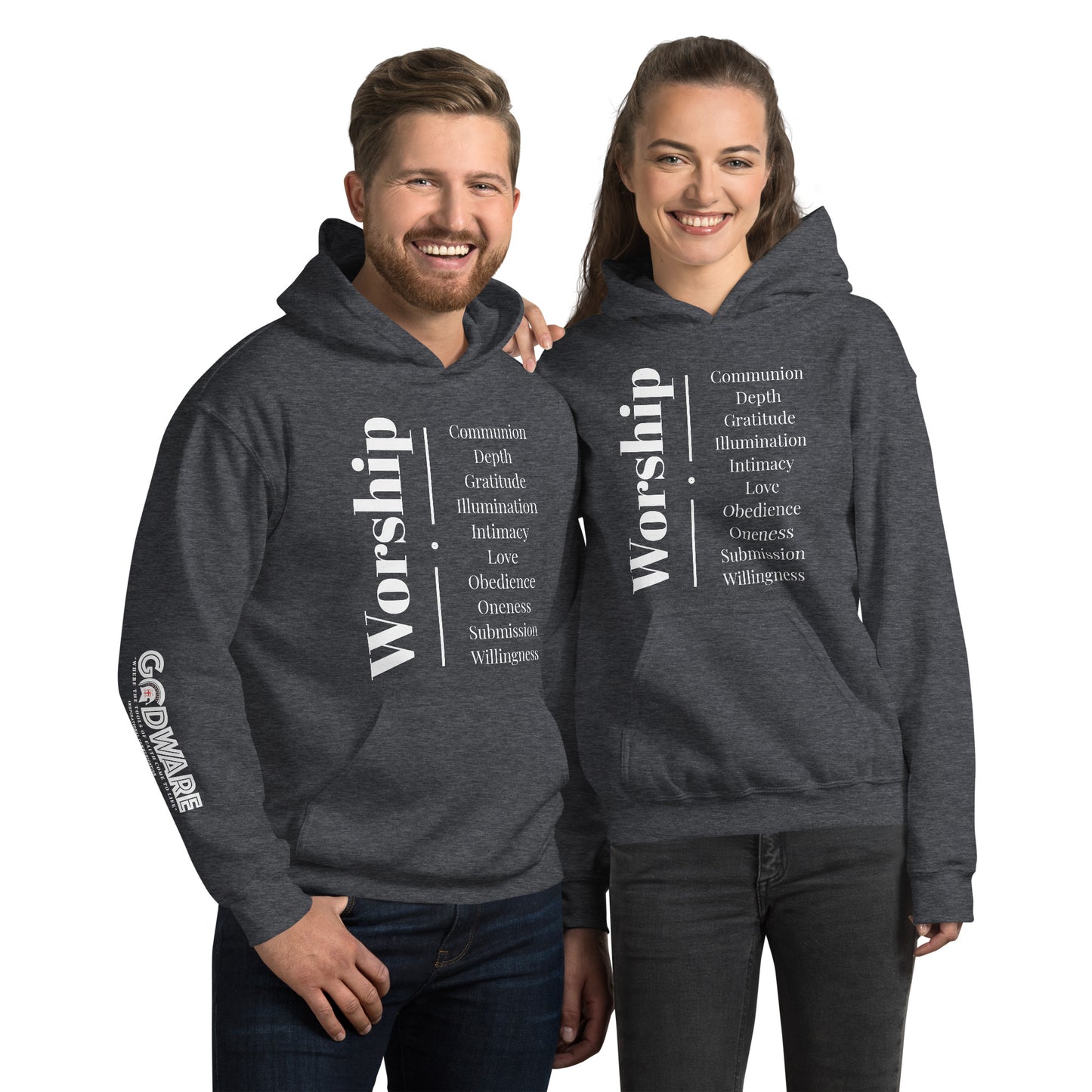 Worship cotton hoodie - White Print