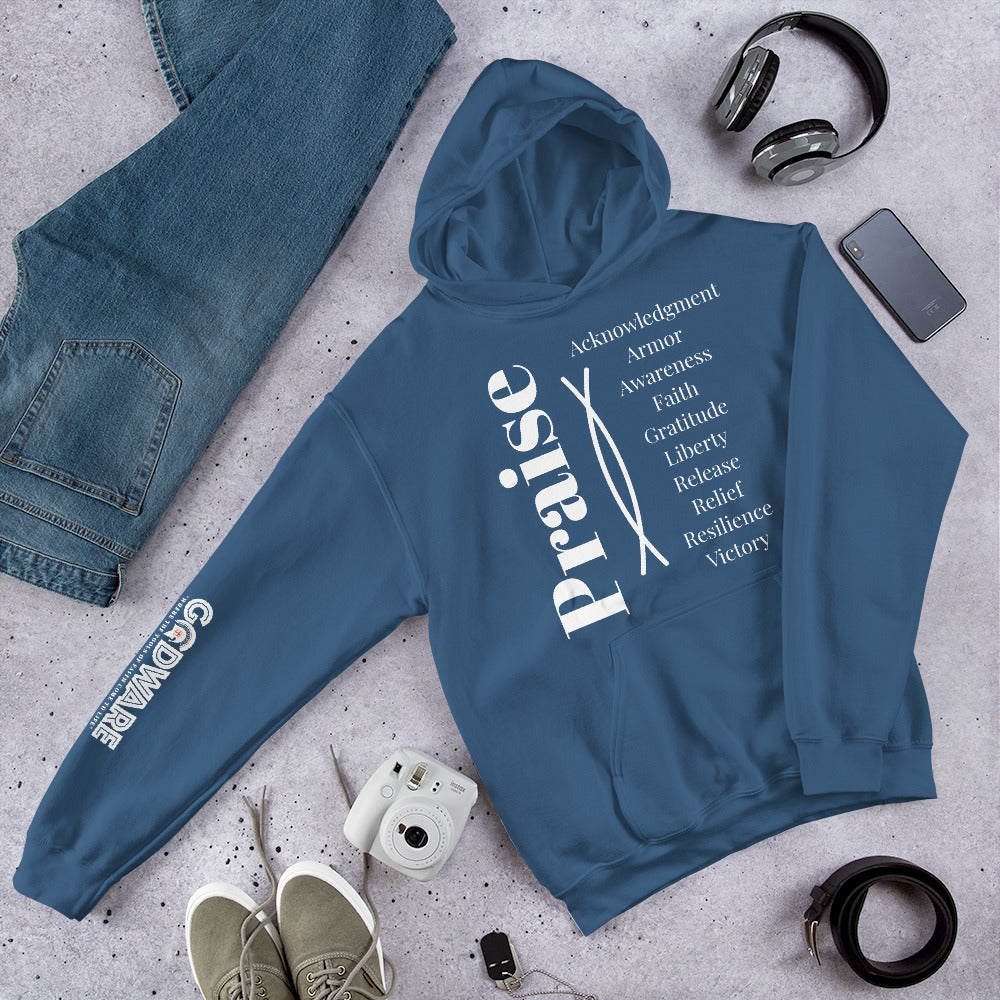 Praise Cotton Hoodie - White Print