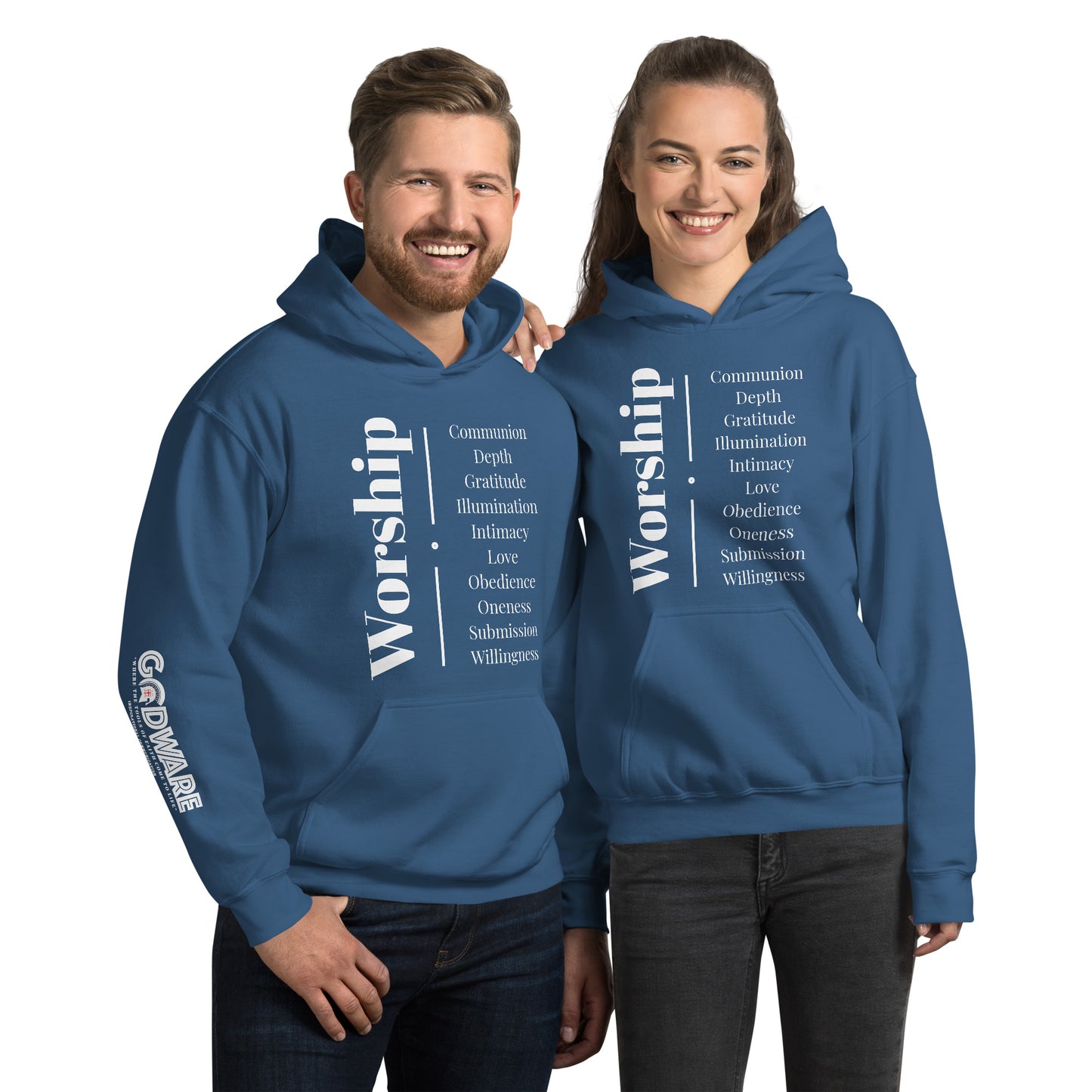 Worship cotton hoodie - White Print