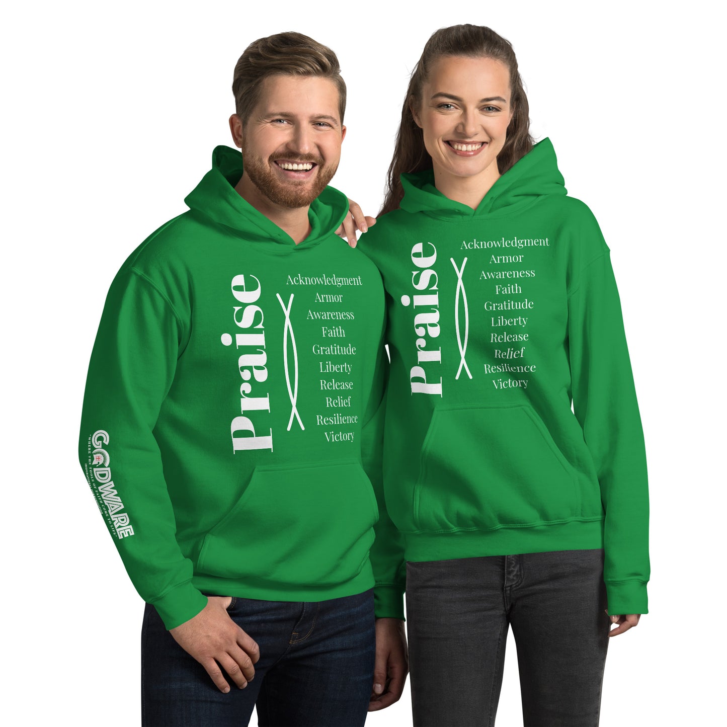 Praise Cotton Hoodie - White Print