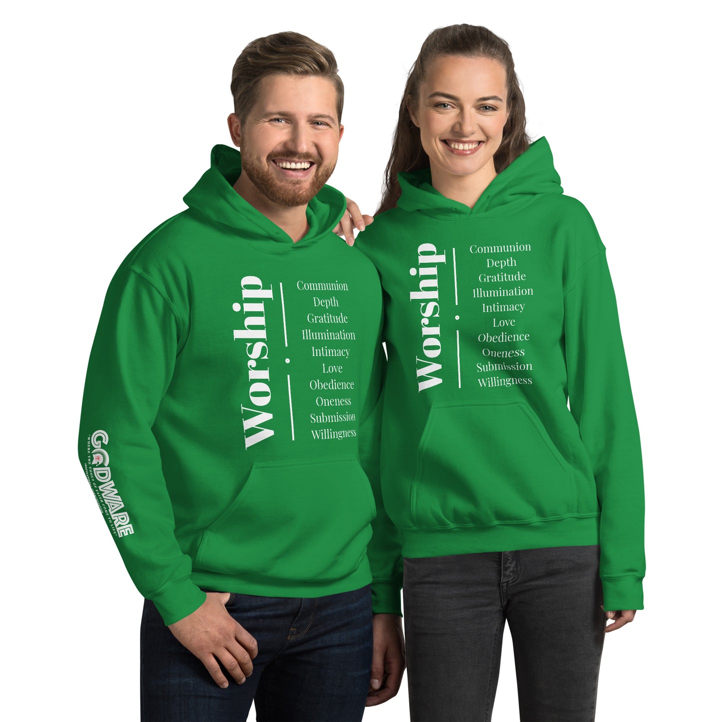Worship cotton hoodie - White Print