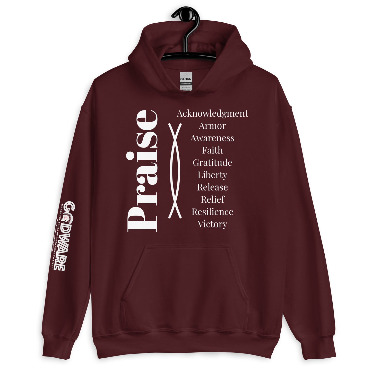Praise Cotton Hoodie - White Print