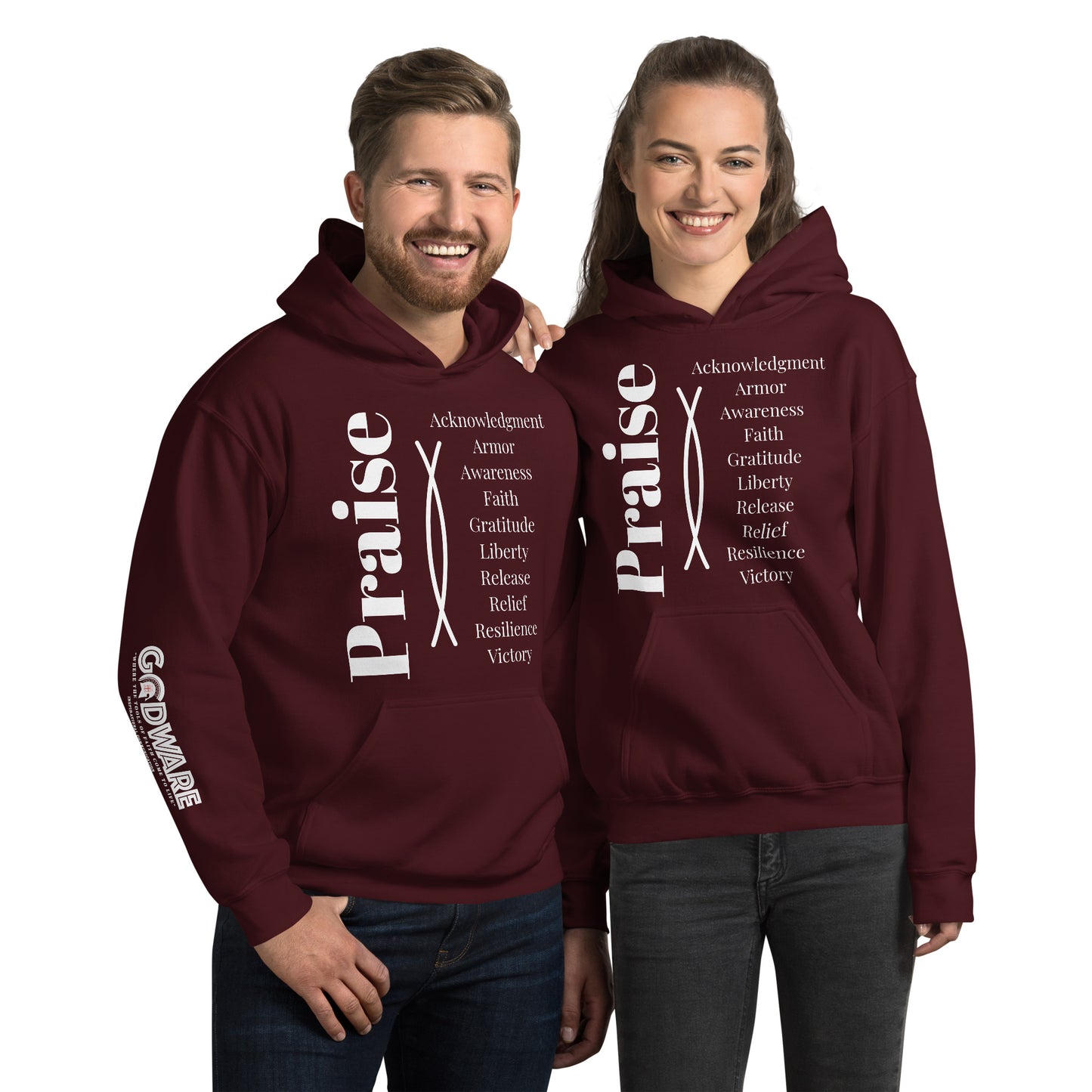 Praise Cotton Hoodie - White Print
