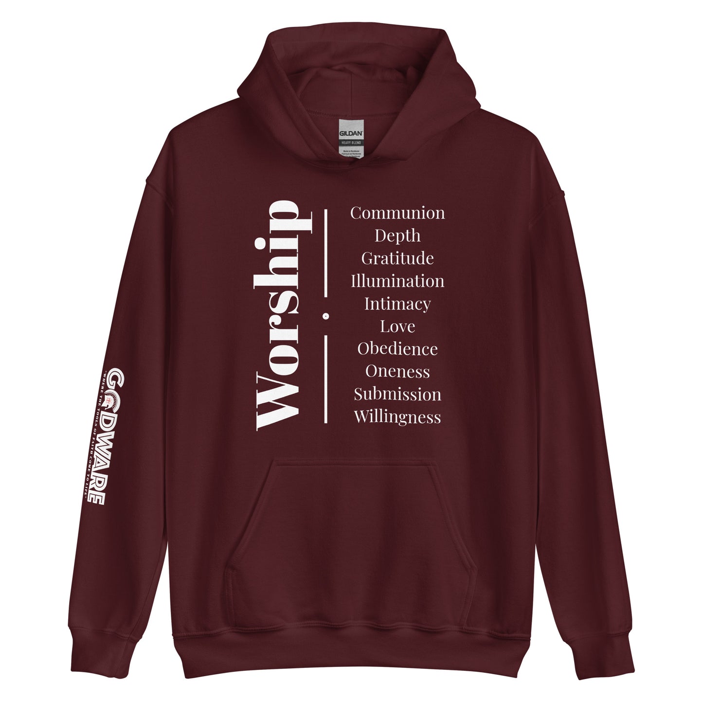 Worship cotton hoodie - White Print