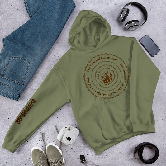 Attributes of God Unisex Hoodie - Brown Print