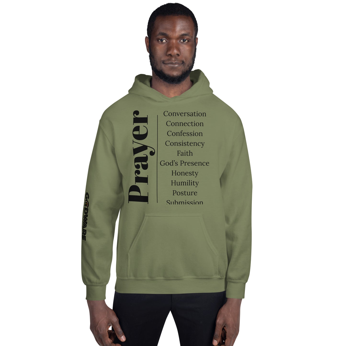 Prayer cotton hoodie - Black Print